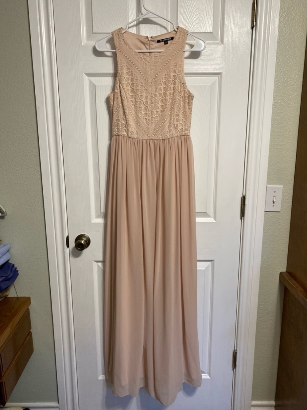 Gianni Bini Blush Lace Bodice Formal Maxi Dress